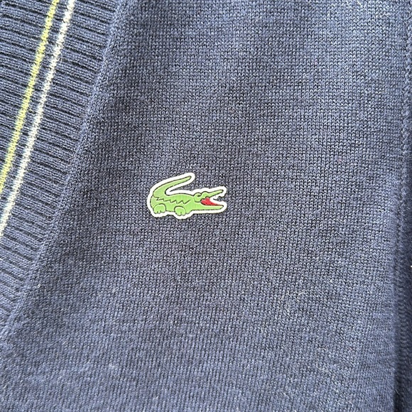 Lacoste Sport 🔥 Women’s V Neck Technical Wool Blend Sweater Navy Sz 38 Medium - Picture 3 of 8